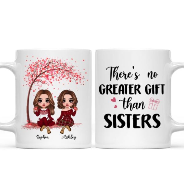 Sitting Doll Besties Under Pink Heart Tree Personalized Mug Online - Image 4