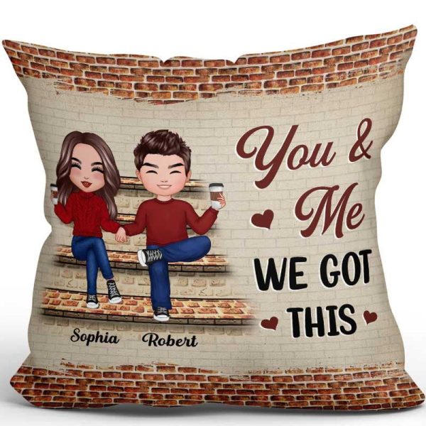 Couple Sitting On Stairs Personalized Pillow on Sale