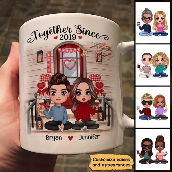 Doll Couple Sitting Front Porch Personalized Mug Cheap - Image 3