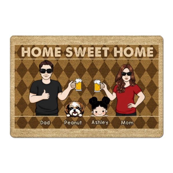Rhombus Pattern Family Kids Dogs Cats Home Sweet Home Personalized Doormat Online - Image 4