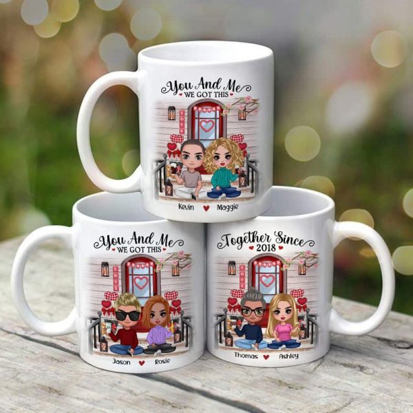 Doll Couple Sitting Front Porch Personalized Mug Cheap - Image 2