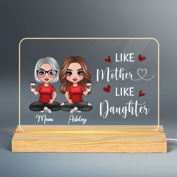 Doll Like Mother Like Daughter Gift For Mom For Daughter Personalized Custom Shape Horizontal Rectangle Acrylic Plaque LED Night Light For Discount - Image 2