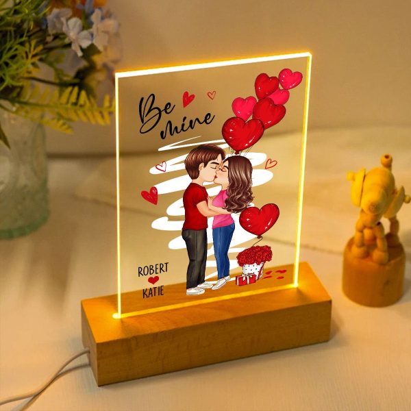 Be Mine Doll Couple Standing Kissing Personalized Plaque LED Night Light -  Gift for Him, Gift for Her Online now - Image 3