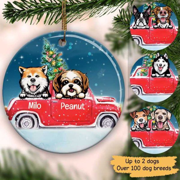 Most Wonderful Time Dogs Christmas Personalized Circle Ornament Hot on Sale