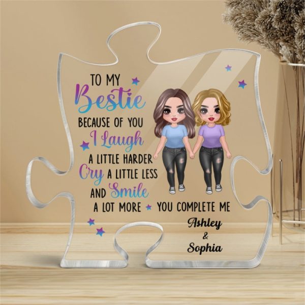 Doll Girls To My Bestie Gift For Best Friends Personalized Puzzle Acrylic Plaque Online now - Image 4