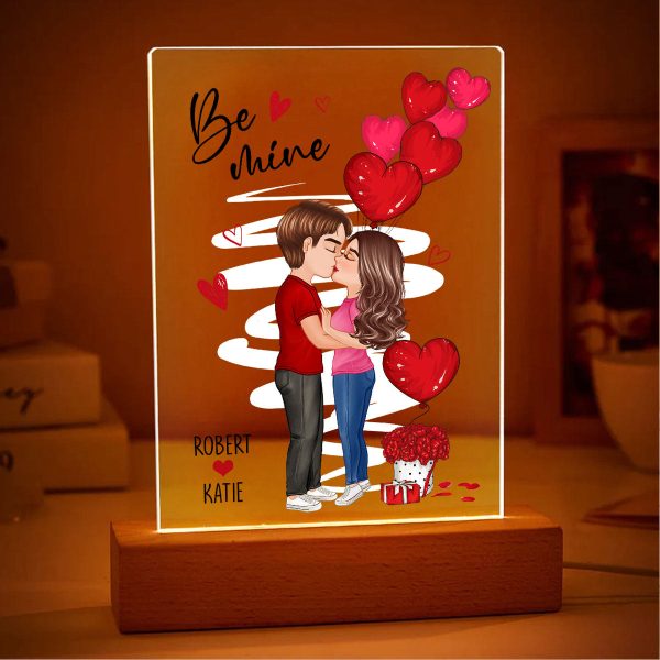 Be Mine Doll Couple Standing Kissing Personalized Plaque LED Night Light -  Gift for Him, Gift for Her Online now - Image 5