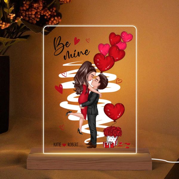 Be Mine Doll Couple Kissing Personalized 7 Colors Plaque LED Night Light -  Gift for Him, Gift for Her For Discount - Image 5