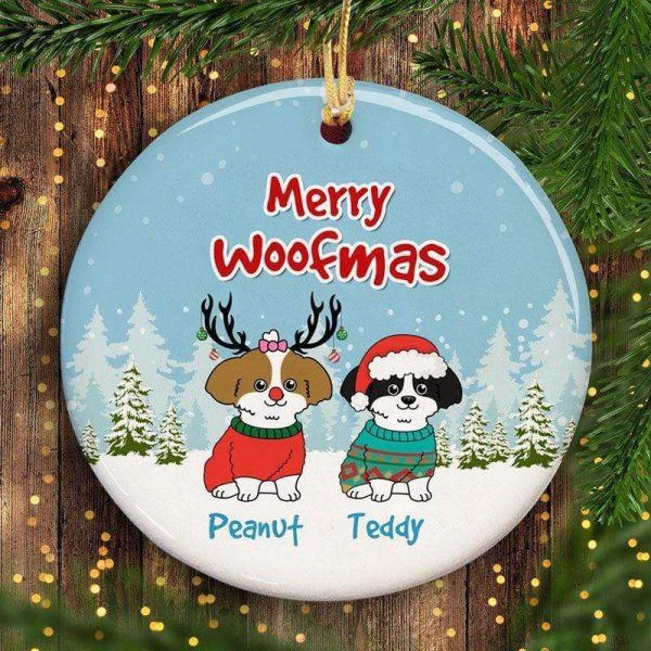 Cute Shih Tzu Dog Personalized Decorative Christmas Circle Ornament Online