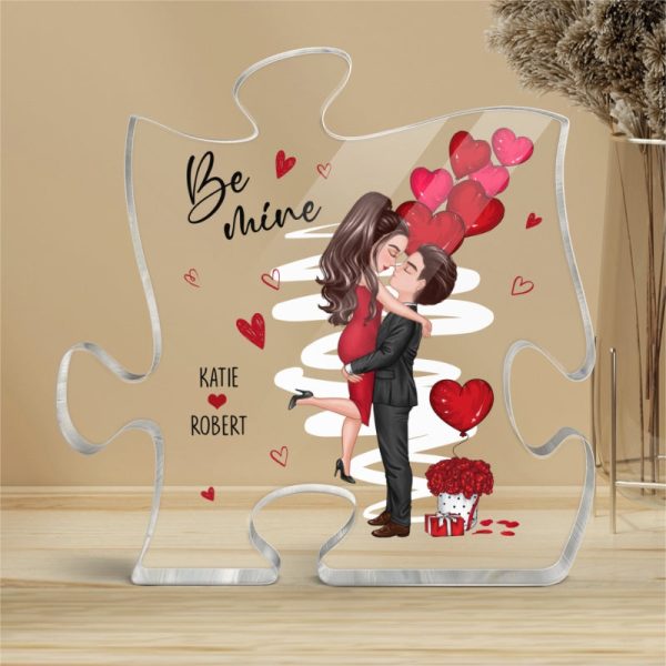 Be Mine Doll Couple Kissing Personalized Puzzle Acrylic Plaque - Gift For Him Gift For Her Online - Image 4
