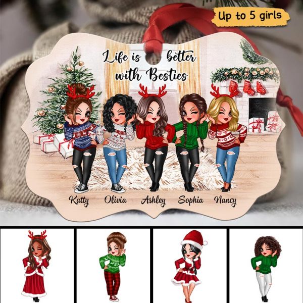 Pretty Women Besties Standing In House Personalized Christmas Ornament Online - Image 2
