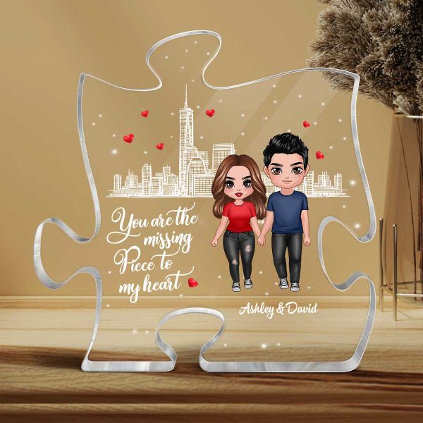The Missing Piece To My Heart Standing Doll Couple Personalized Puzzle Acrylic Plaque Cheap