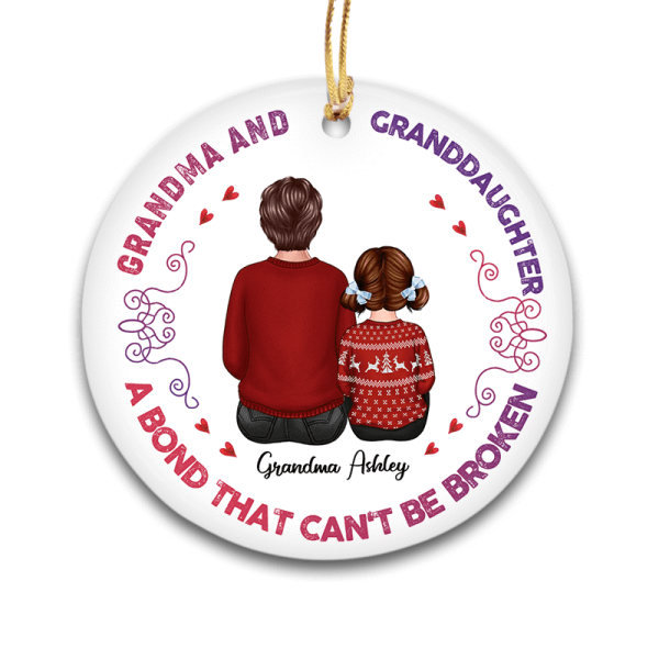 A Bond Can‘t Be Broken Grandma Grandkids Personalized Circle Ornament Sale - Image 2