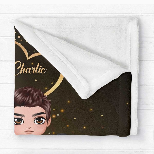 Doll Couple Sitting Together Since Anniversary Date Calendar Personalized Fleece Blanket - Anniversary Gift For Couple - Gift For Him, Gift For Her Online - Image 2