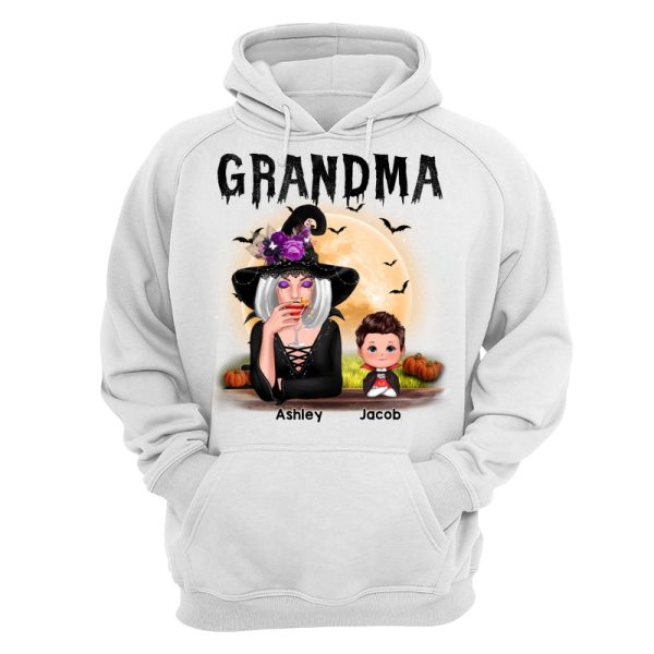 Grandma Mom Witch With GrandKids Halloween Personalized Shirt Hot on Sale