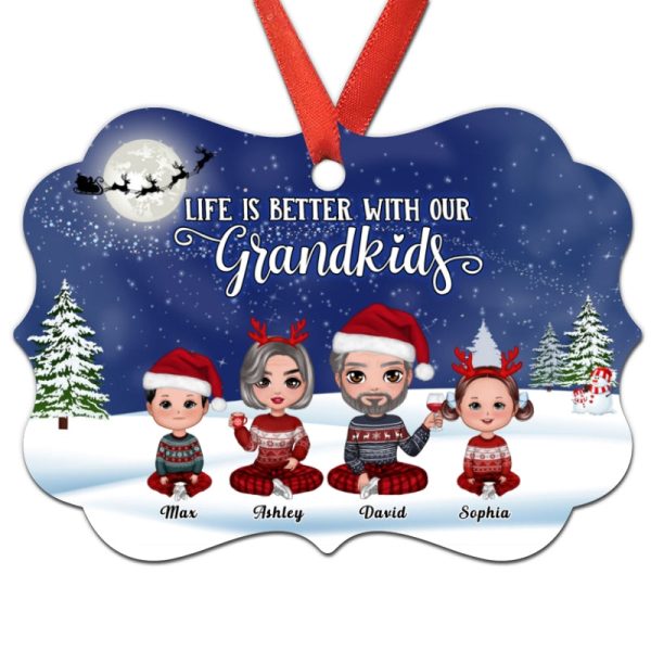 Doll Grandparents Sitting With Grandkids Personalized Christmas Ornament on Sale - Image 3
