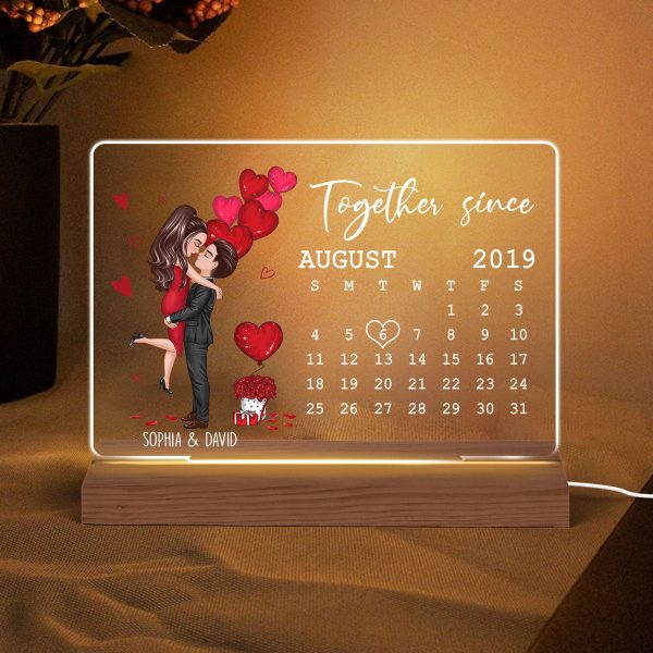 Be Mine Doll Couple Kissing Calendar Personalized Custom Shape LED Night Light Cheap - Image 2