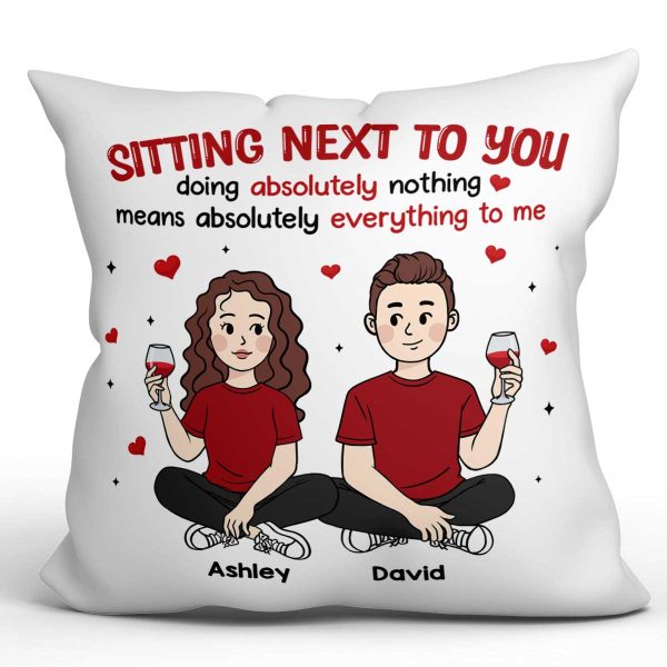 Cartoon Couple Sitting Next To You Personalized Pillow Supply