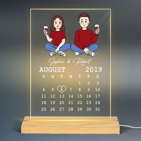 Cartoon Couple Anniversary Calendar Personalized Acrylic LED Lamp Night Light Fashion - Image 2