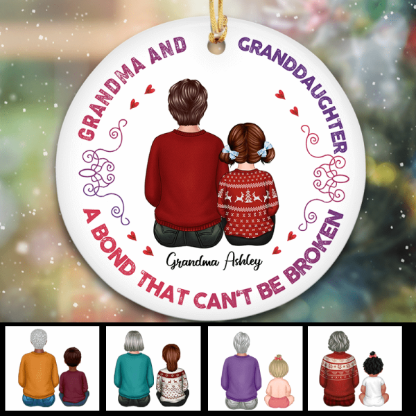 A Bond Can‘t Be Broken Grandma Grandkids Personalized Circle Ornament Sale