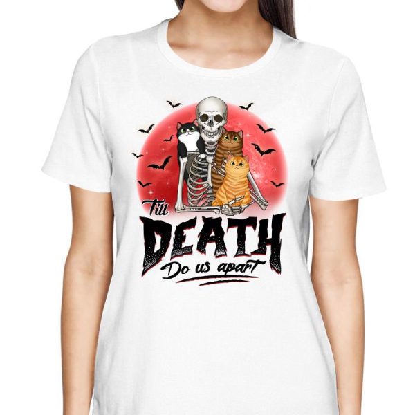 Til‘ Death Do Us Apart Cat Mom Cat Dad Halloween Personalized Shirt Supply - Image 2