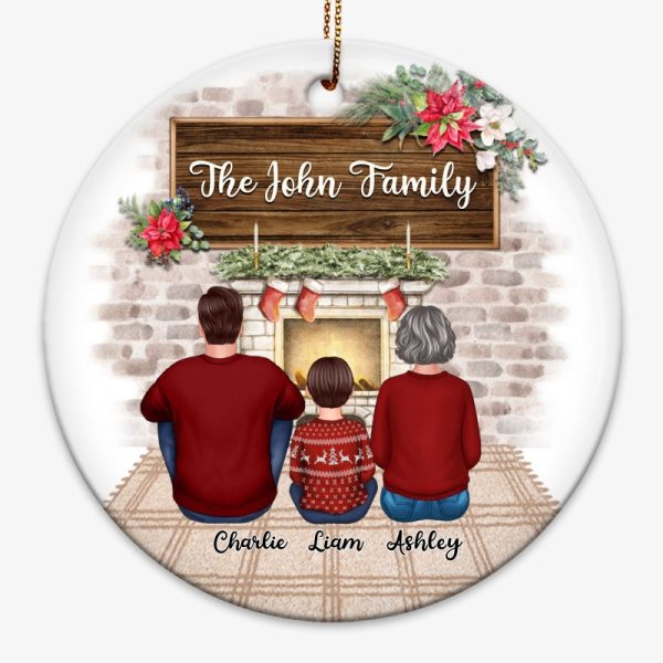 Families Sitting Christmas Gift Personalized Circle Ornament Cheap - Image 3