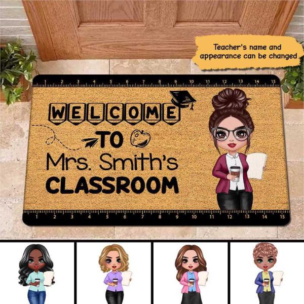 Welcome To Teacher Classroom Simple Personalized Doormat For Discount