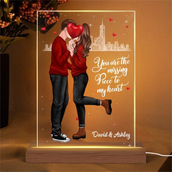 The Missing Piece To My Heart Standing Couple Personalized LED Night Light - Acrylic LED Lamp Cheap - Image 4