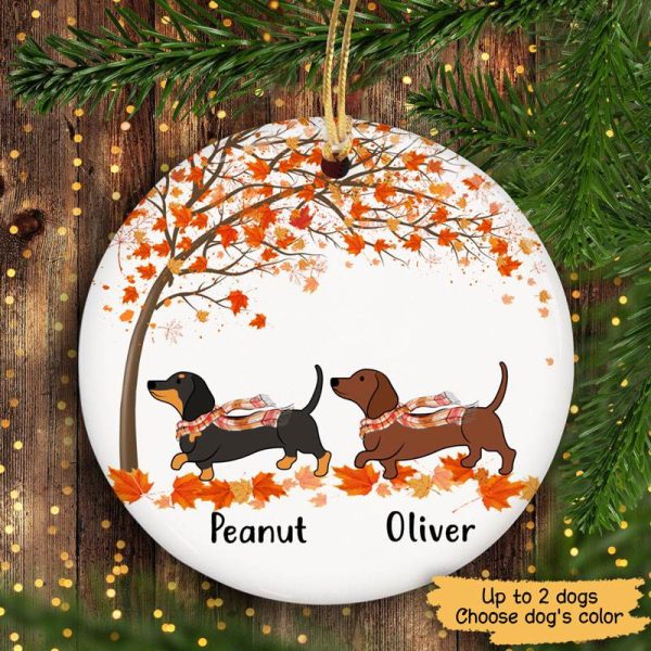 Fall Season Dachshund Personalized Circle Ornament Sale