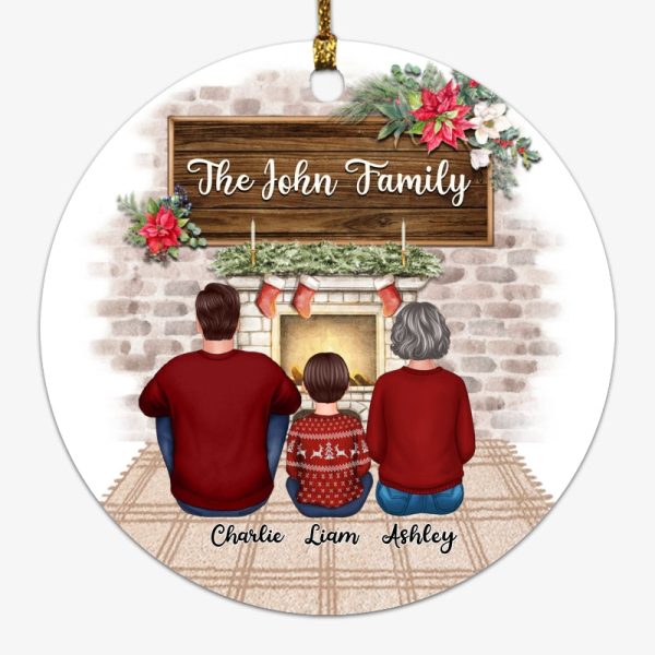 Families Sitting Christmas Gift Personalized Circle Ornament Cheap - Image 4