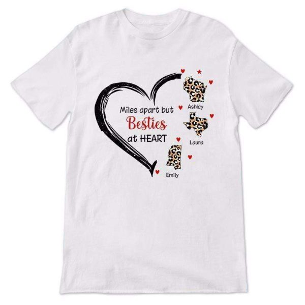 Long Distance States Heart Besties Personalized Shirt Supply - Image 2