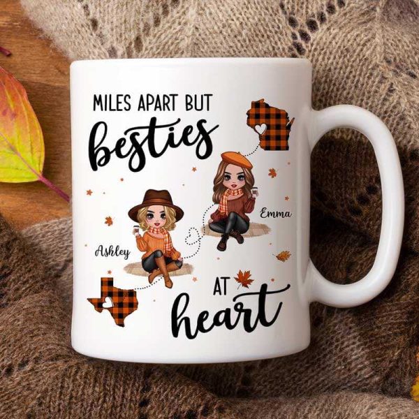 Fall Season Plaid Long Distance Doll Besties Personalized Mug For Discount - Image 3