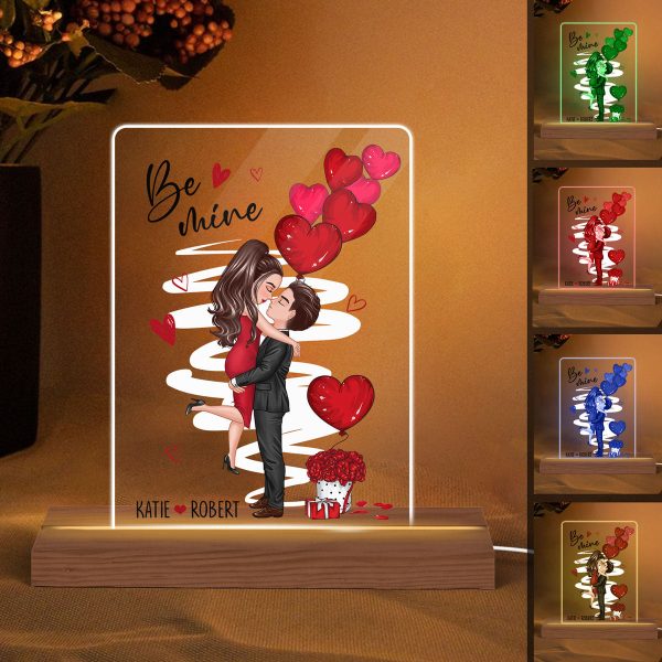 Be Mine Doll Couple Kissing Personalized 7 Colors Plaque LED Night Light -  Gift for Him, Gift for Her For Discount