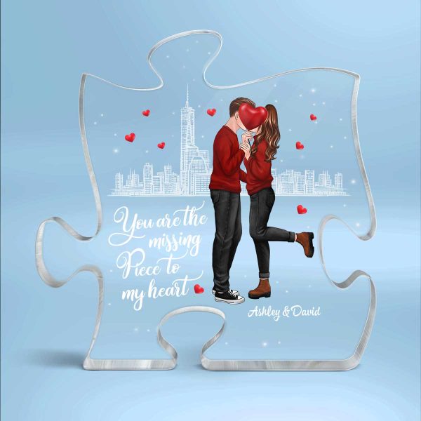 The Missing Piece To My Heart Standing Kissing Couple Personalized Puzzle Acrylic Plaque Supply - Image 2