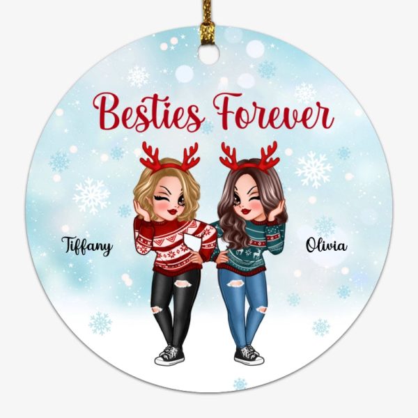 Christmas Pretty Besties Snow Personalized Circle Ornament Online Sale - Image 4
