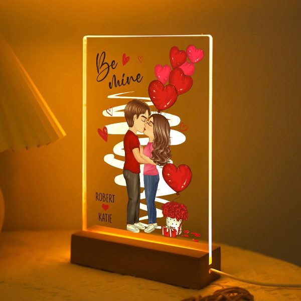 Be Mine Doll Couple Standing Kissing Personalized Plaque LED Night Light -  Gift for Him, Gift for Her Online now