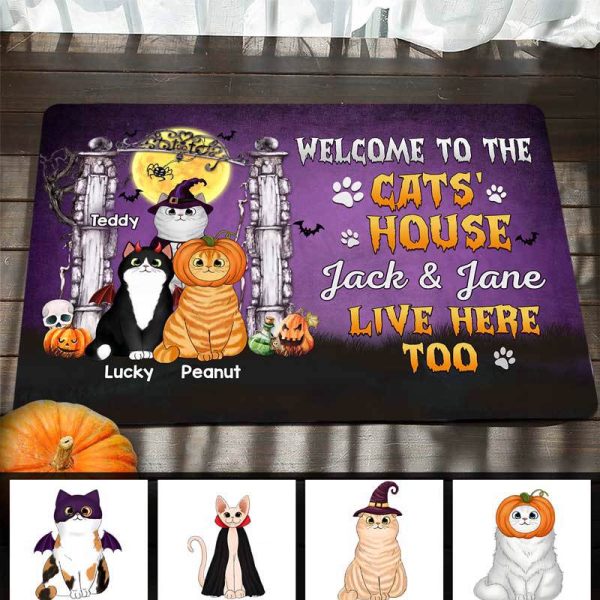 Welcome To Cats House Halloween Personalized Doormat Online now