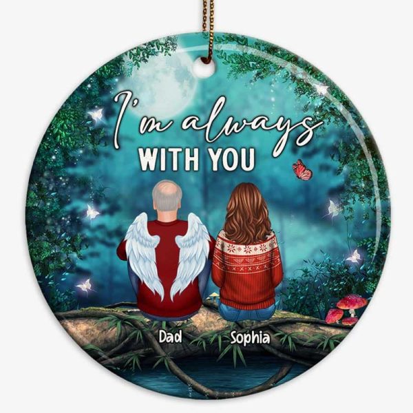 Family Memorial Tree Log Night Personalized Circle Ornament Online Sale