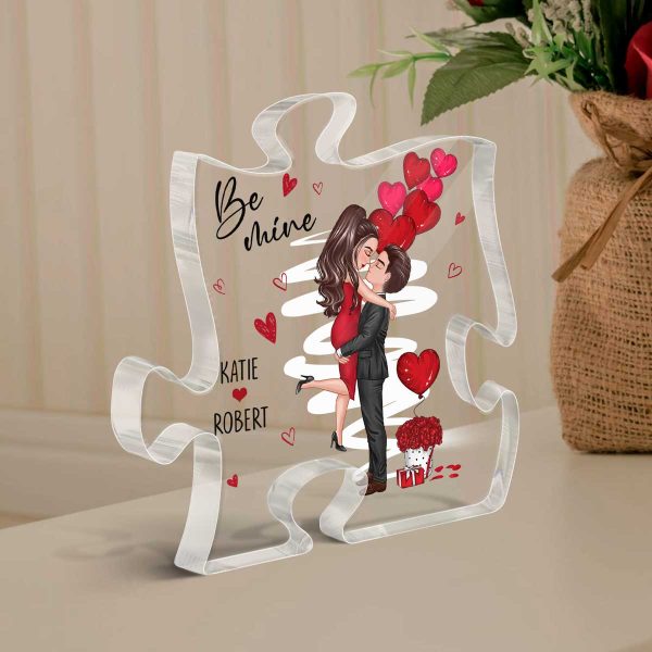 Be Mine Doll Couple Kissing Personalized Puzzle Acrylic Plaque - Gift For Him Gift For Her Online - Image 3