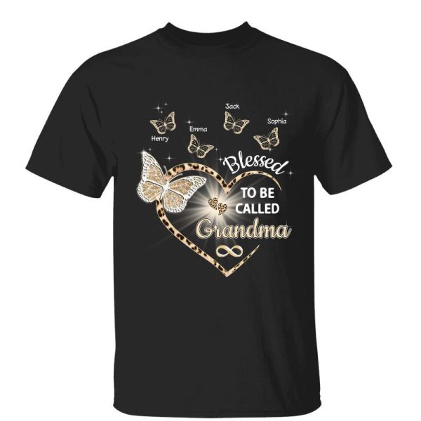 Heart Butterflies Grandma Leopard Personalized Shirt For Discount
