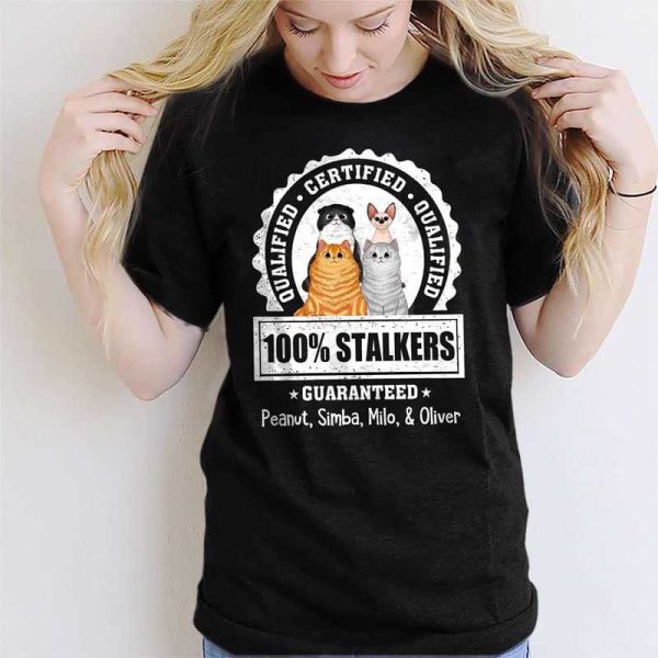 100% Stalker Fluffy Cats Personalized Shirt on Sale - Image 3