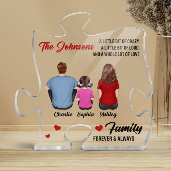 Family Members Back View Forever & Always Personalized Puzzle Acrylic Block Plaque Cheap - Image 4