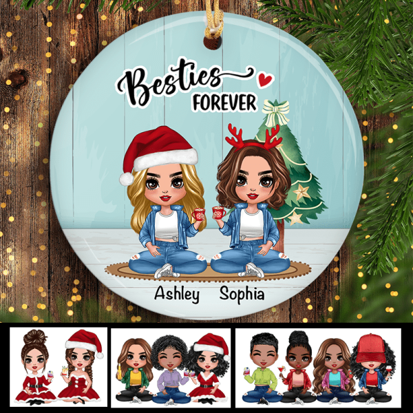 Blue Wall Doll Girls Gift For Besties Sisters Siblings Christmas Personalized Circle Ornament Online Sale