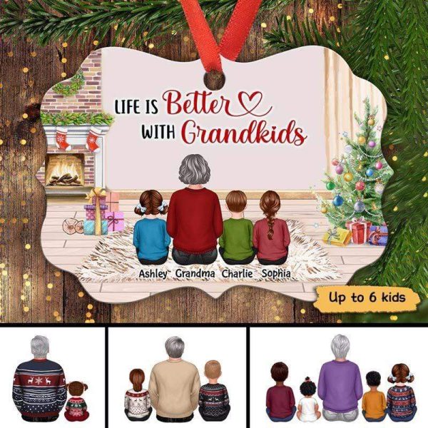 Better With Grandkids Fireplace Personalized Christmas Ornament For Sale