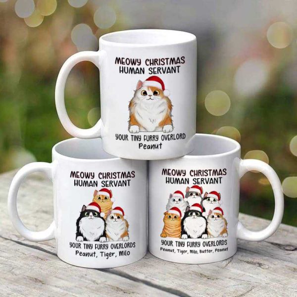 Meowy Christmas Human Servant Funny Cats Personalized Mug Fashion - Image 3