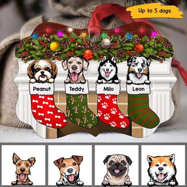 Peeking Dogs In Christmas Stockings Personalized Christmas Ornament For Discount