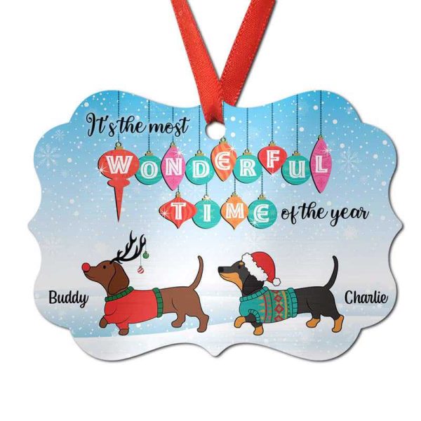 Dachshund Most Wonderful Time Personalized Christmas Ornament on Sale - Image 2