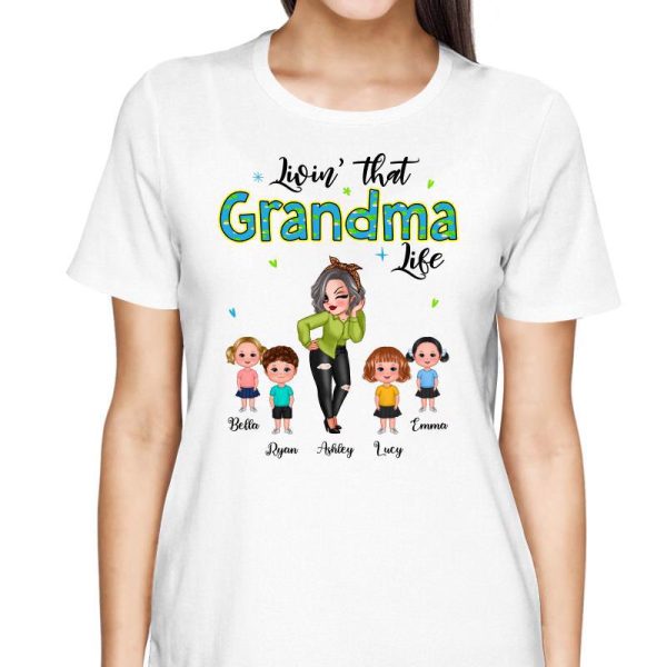 Livin‘ That Grandma Life Green Pattern Personalized Shirt Sale - Image 2