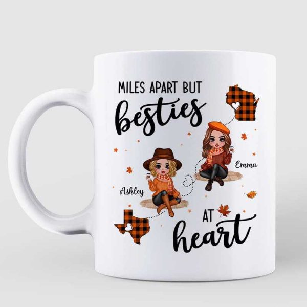 Fall Season Plaid Long Distance Doll Besties Personalized Mug For Discount
