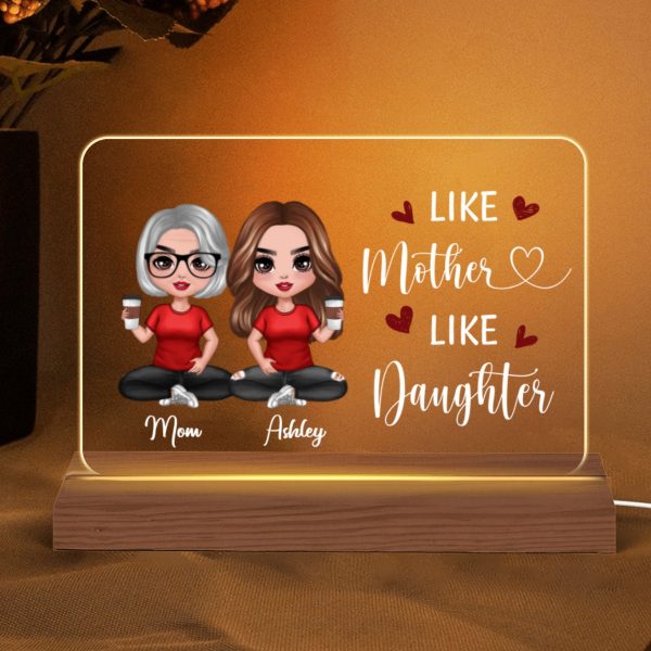 Doll Like Mother Like Daughter Gift For Mom For Daughter Personalized Custom Shape Horizontal Rectangle Acrylic Plaque LED Night Light For Discount - Image 5