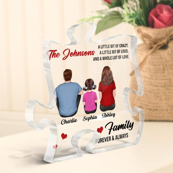 Family Members Back View Forever & Always Personalized Puzzle Acrylic Block Plaque Cheap - Image 3